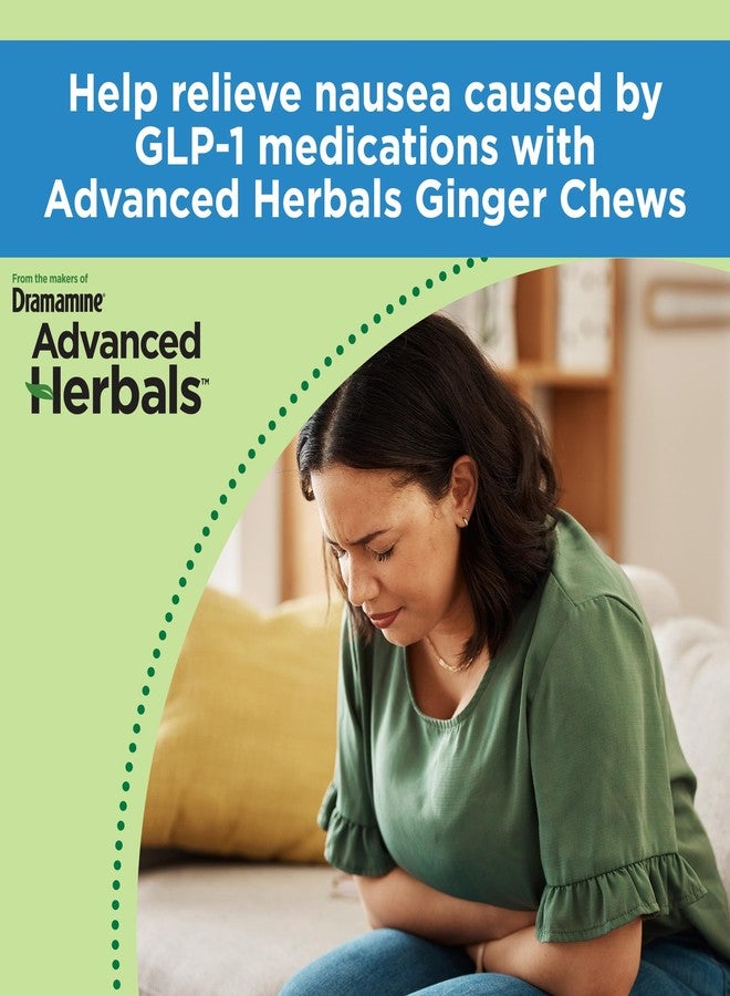 Dramamine From the Makers of Dramamine, Advanced Herbals, Ginger Chews, Nausea Relief Soft Chews Lemon-Honey-Ginger, 20 Count - Image 2